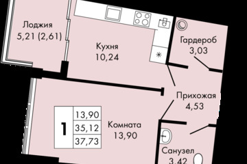 1-к квартира, 37,7 м², 3/9 эт.