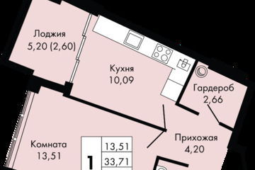 1-к квартира, 36,3 м², 5/9 эт.