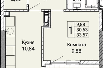 1-к квартира, 33,5 м², 3/9 эт.