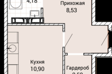 1-к квартира, 52,6 м², 7/9 эт.