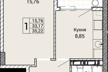 1-к квартира, 35,2 м², 7/9 эт.